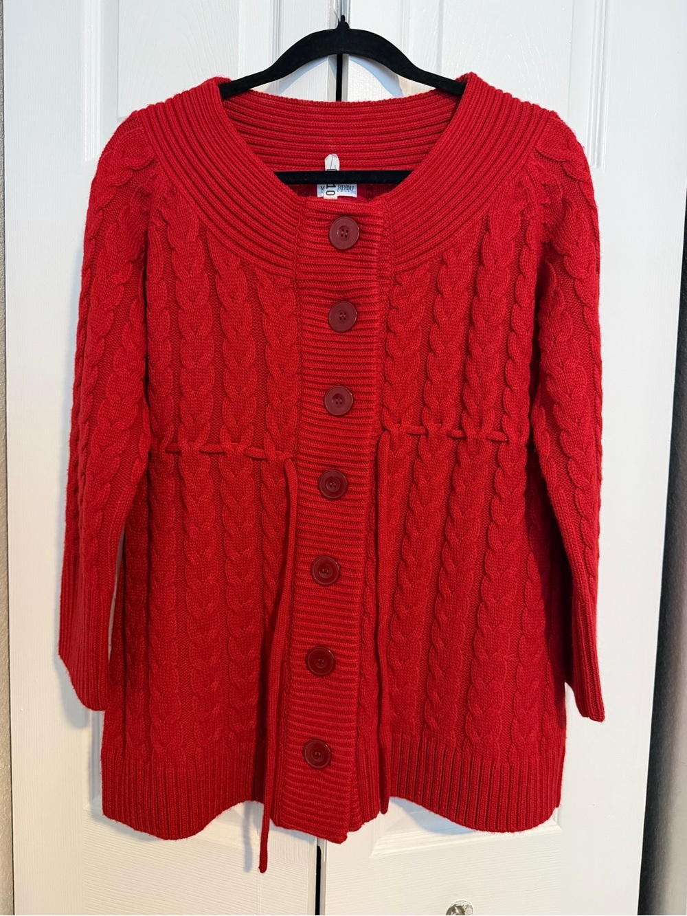 🇺🇸🎉Motherhood Maternity Red Cable Knit Women’s Sweater Cardigan